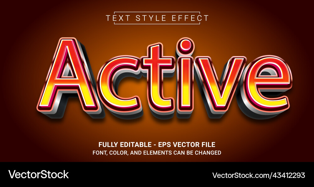 Red active text style effect editable graphic Vector Image