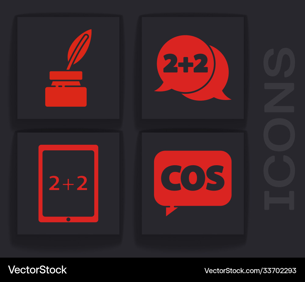 Set mathematics function cosine feather vector image