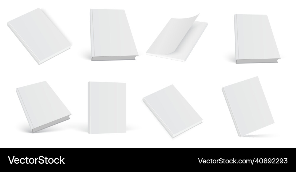 Set of 3d mock up open and closed books on white Set of 3d mock up open and closed books on white vector image
