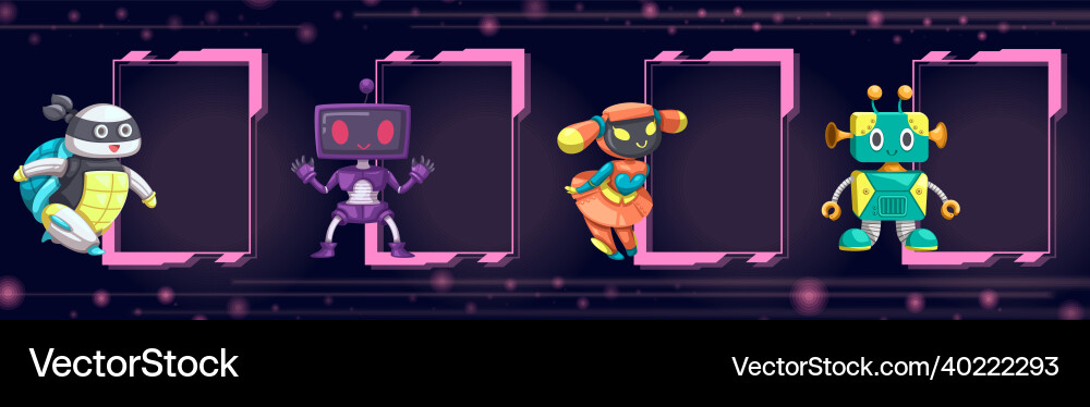 Set of android character robot cartoon style Set of android character robot cartoon style vector image