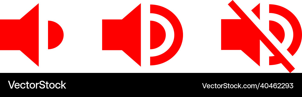 Sound volume button red icons audio control Sound volume button red icons audio control Vector Image
