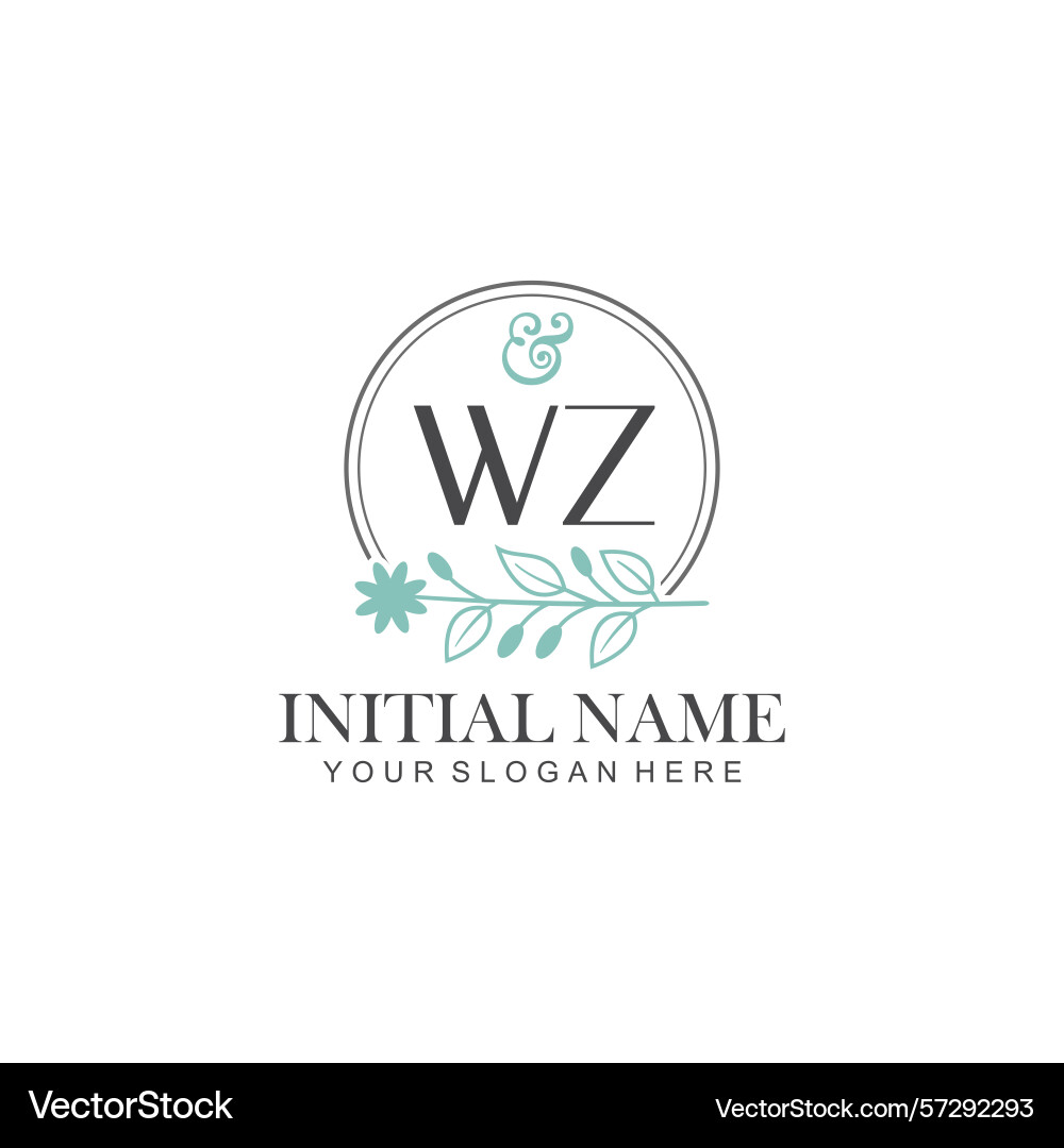 Wz initial logo templates with botanical elements Wz initial logo templates with botanical elements Vector Image