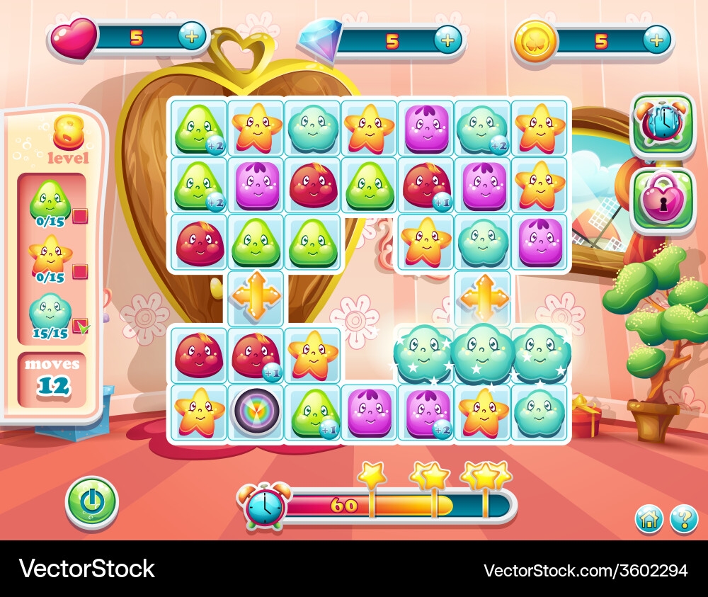 3 in a Row Game Interface vector image