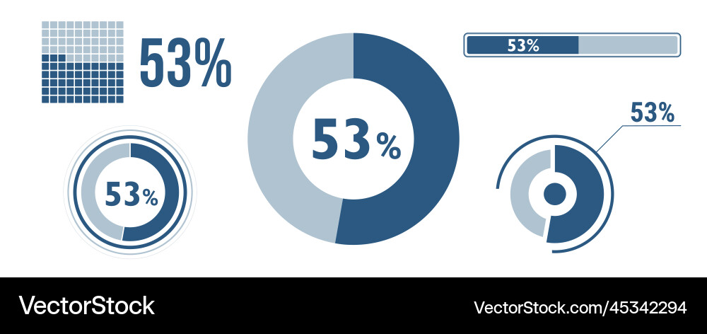 53 Percent Loading Data Icon Set vector image