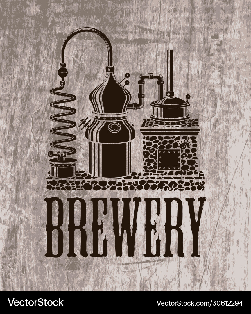 Beer banner with brewery equipment in retro style Beer banner with brewery equipment in retro style vector image