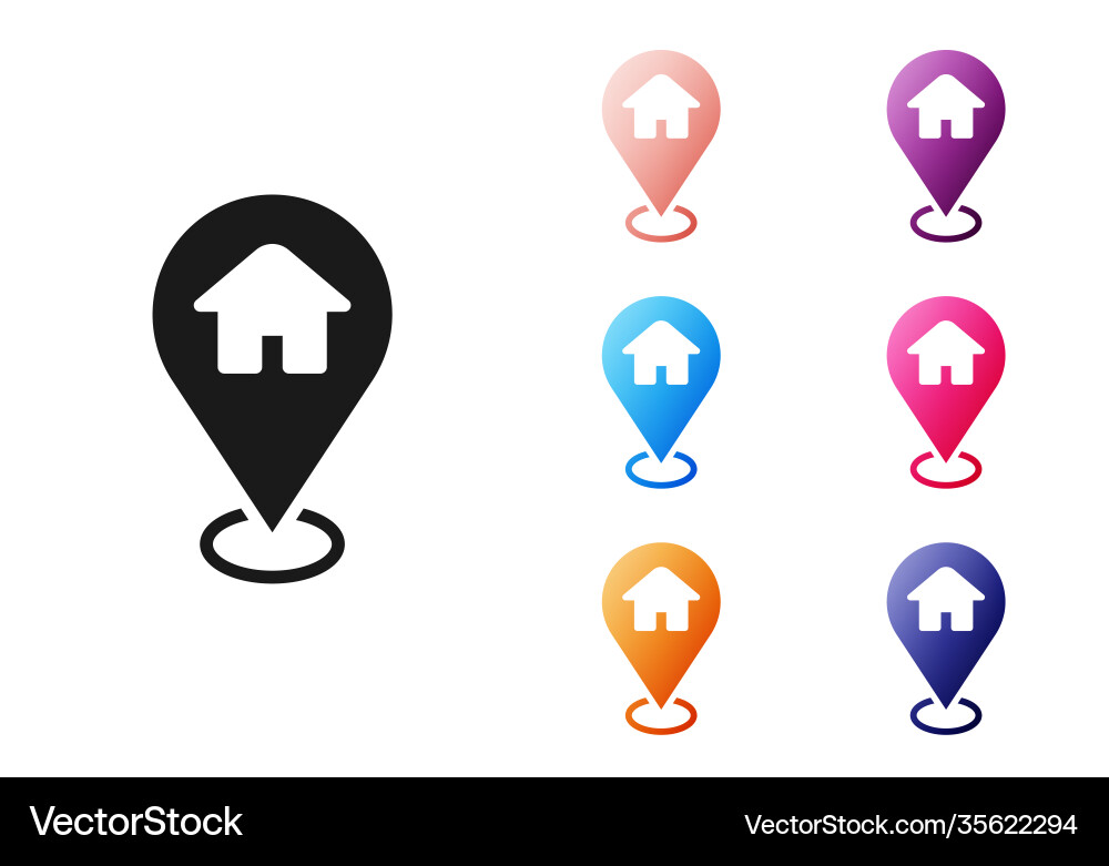 Black map pointer with house icon isolated Black map pointer with house icon isolated vector image