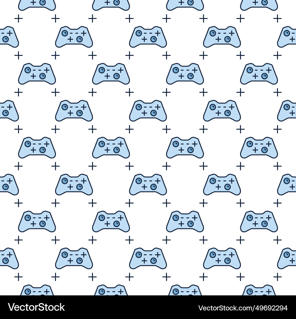 Controller or gamepad colored seamless pattern Controller or gamepad colored seamless pattern vector image