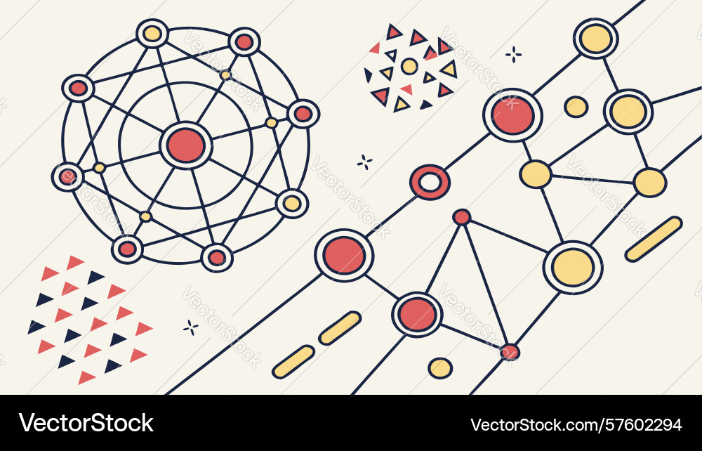 Dynamic tech network abstract interconnected vector image