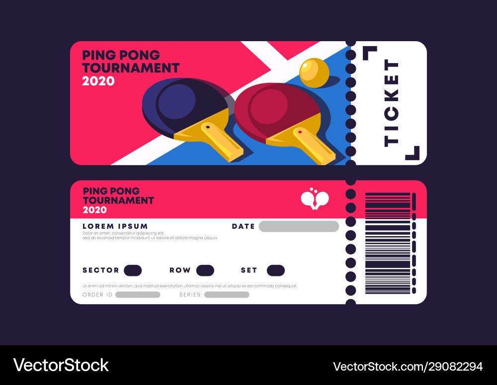 Entrance ticket template for ping pong Entrance ticket template for ping pong vector image