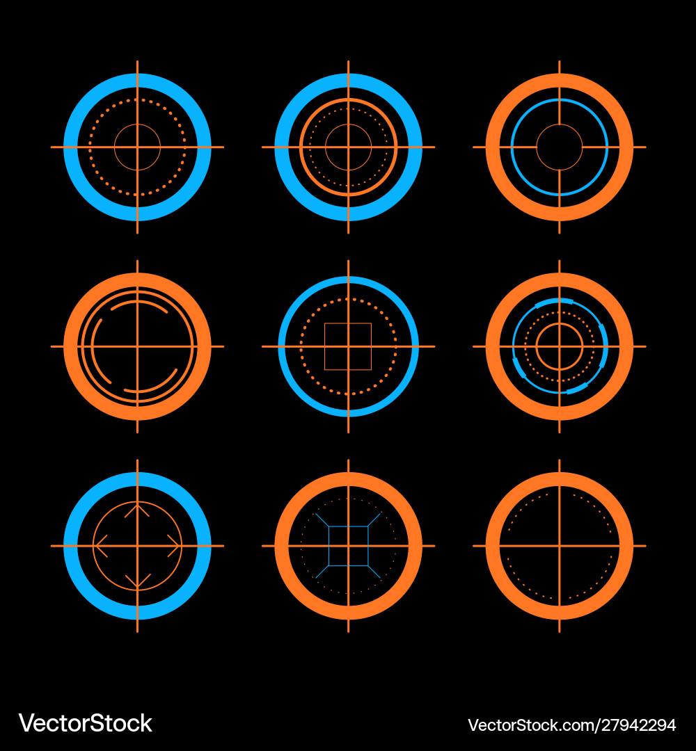 Flat aim icons set isolated game target symbol Flat aim icons set isolated game target symbol vector image