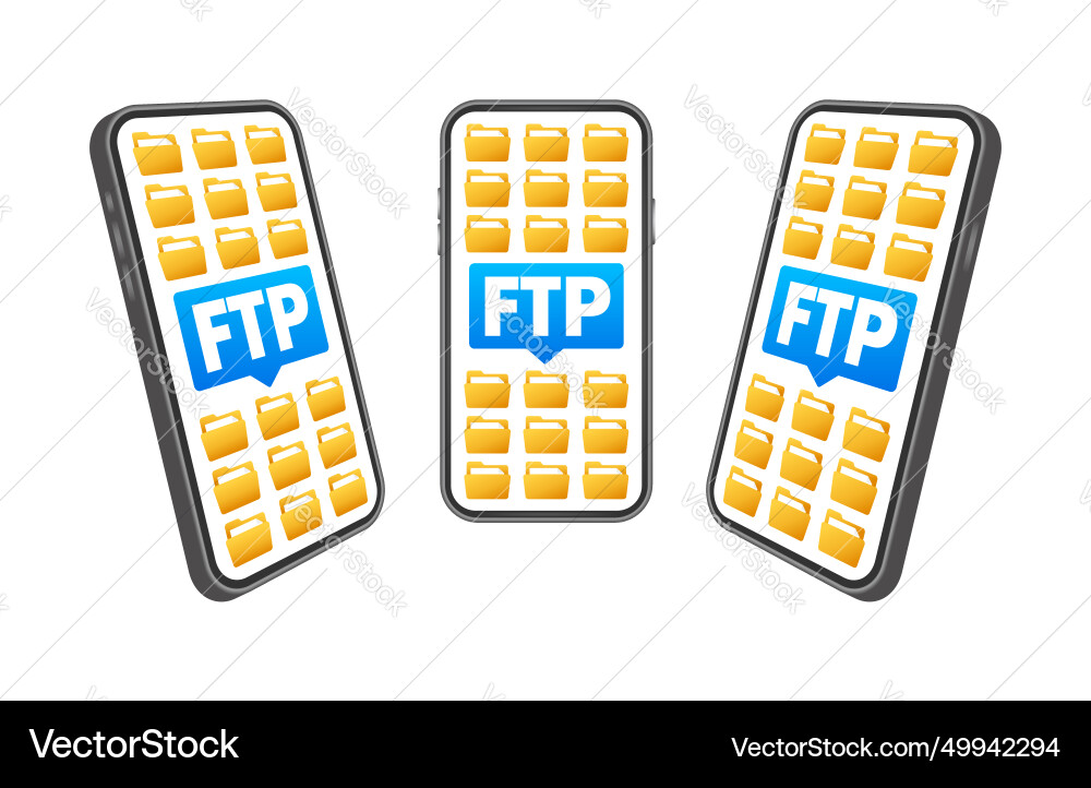 Ftp file transfer protocol concept with folders Ftp file transfer protocol concept with folders vector image