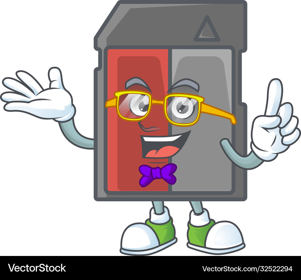 Geek character memory card mascot design Geek character memory card mascot design vector image
