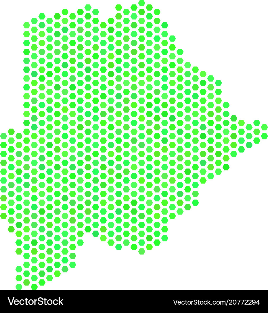 Green hexagonal botswana map Vector Image