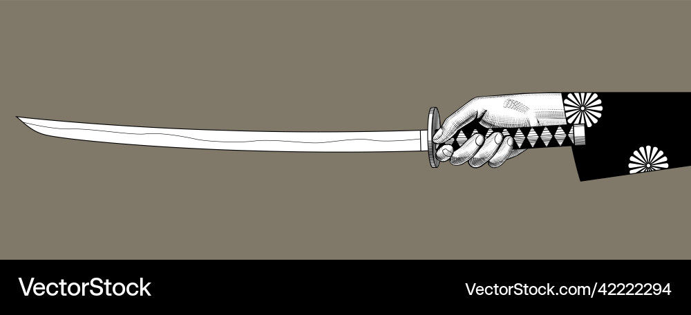 Hand holding an japanese sword katana Hand holding an japanese sword katana vector image