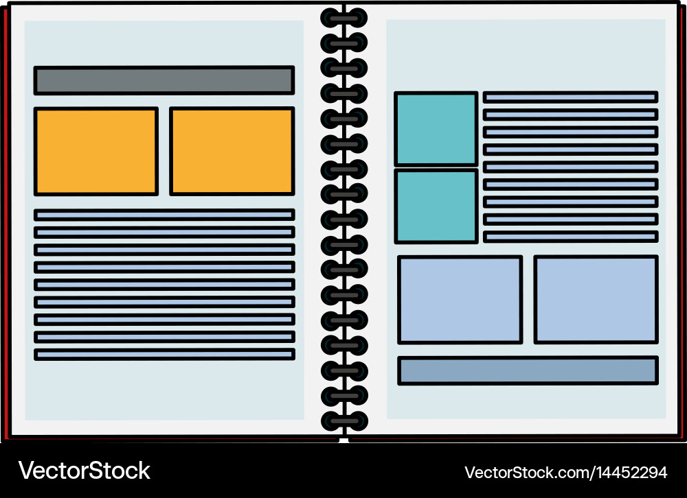 Open notebook with documents icon image vector image