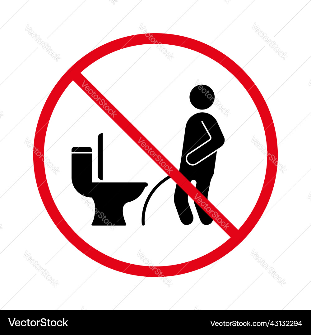 Prohibited man miss toilet ban men pissing black vector image