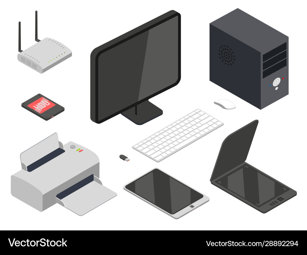Realistic Computer Devices Set vector image