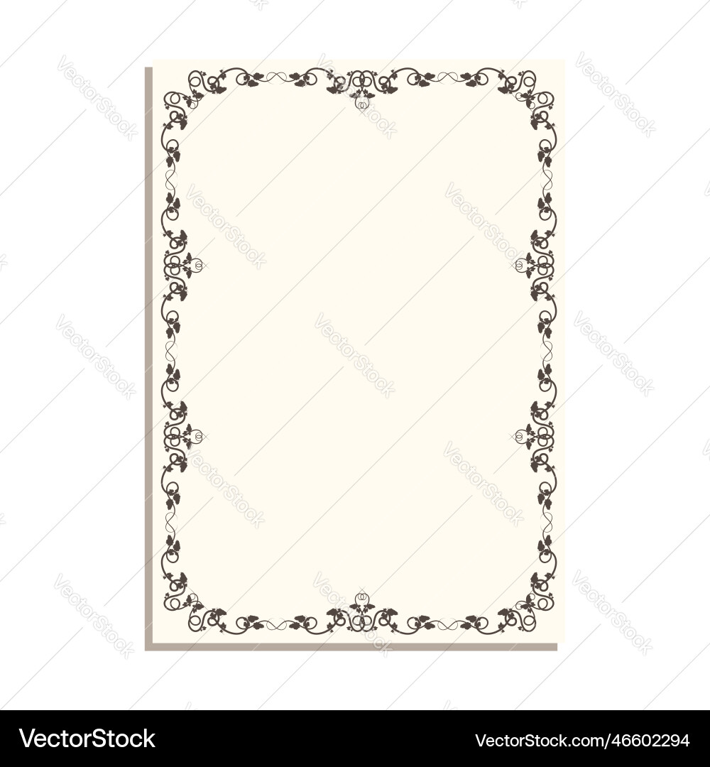 Rectangular frame with vines and leaves Rectangular frame with vines and leaves Vector Image