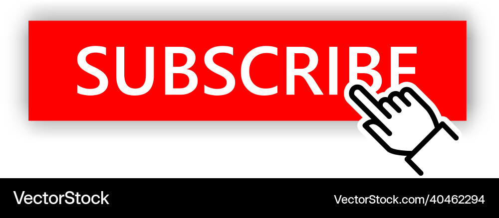 Red Subscribe Button with Hand Cursor vector image