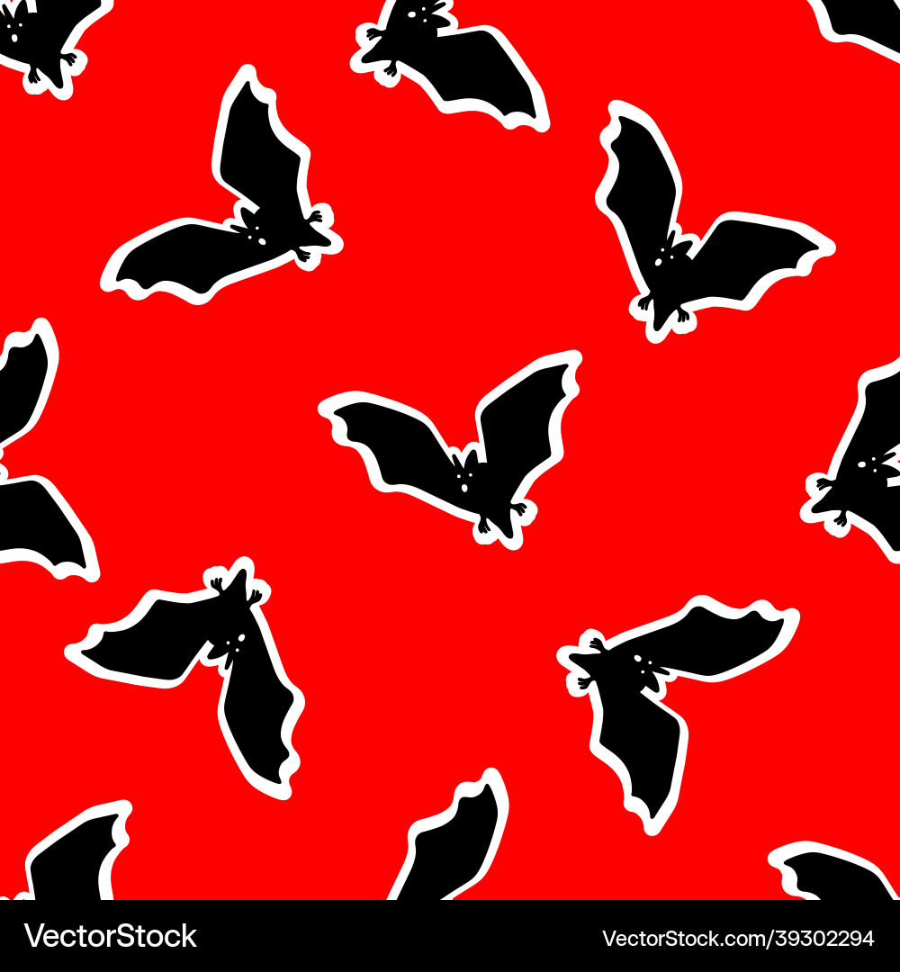 Seamless pattern with bats on a red background Seamless pattern with bats on a red background vector image