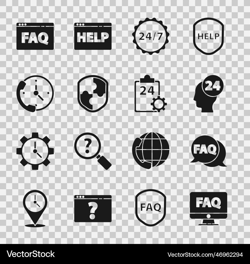 Set computer monitor and faq speech bubble Set computer monitor and faq speech bubble Vector Image