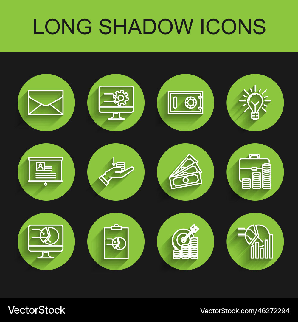 Set line computer monitor with graph chart Vector Image