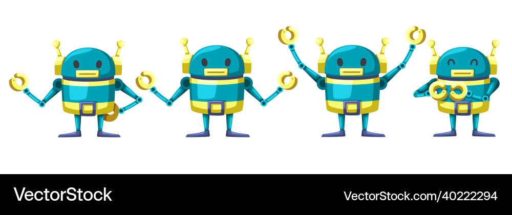 Set of android character robot cartoon style Set of android character robot cartoon style vector image