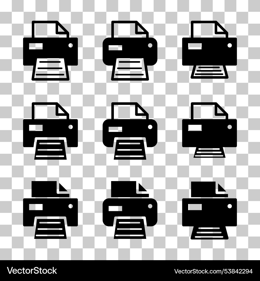 Set of printer document web icon printout machine Set of printer document web icon printout machine vector image