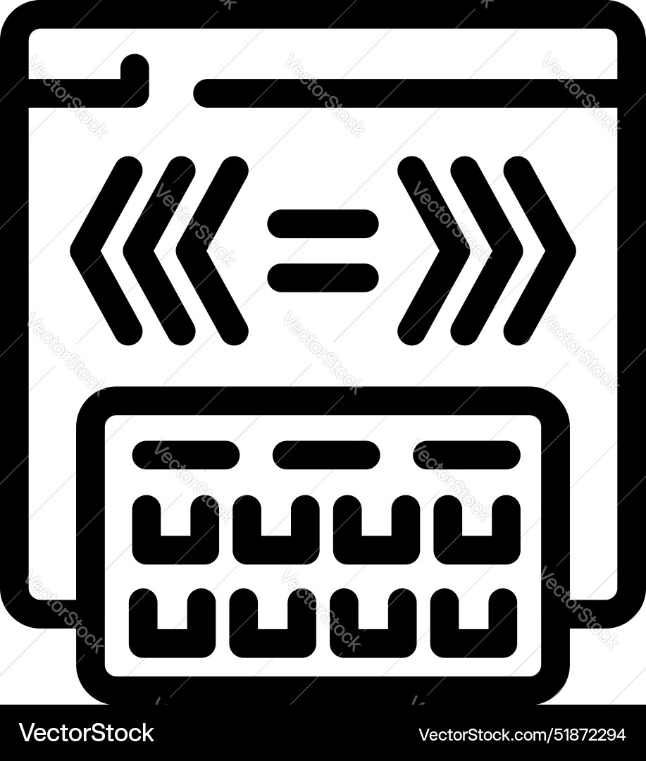 Web developer writing code using keyboard Vector Image