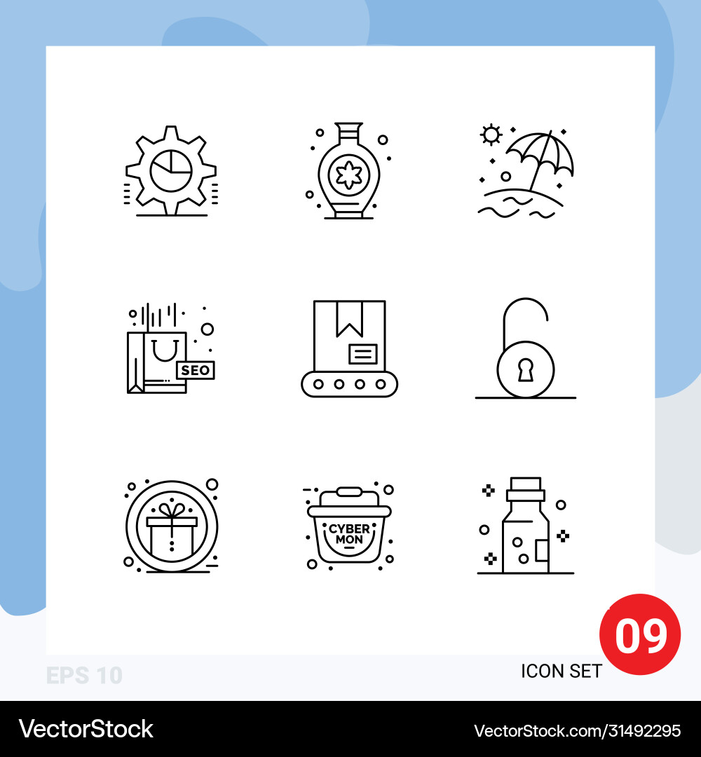 9 universal outlines set for web and mobile vector image