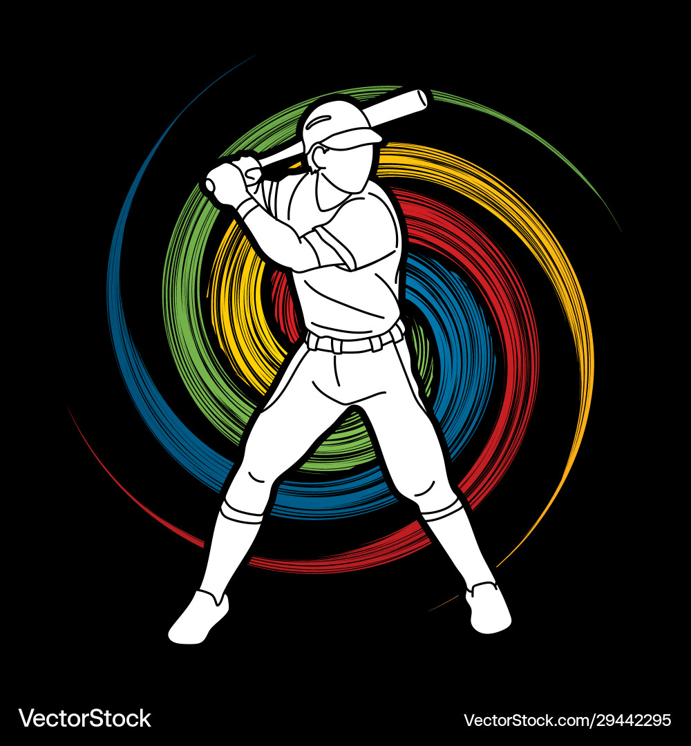 Baseball Spieler Aktion Cartoon Sport Grafik Baseball Spieler Aktion Cartoon Sport Grafik vektorbild