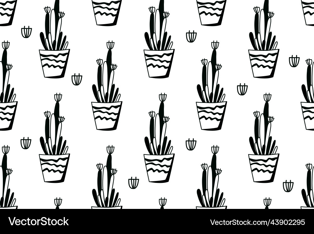 Cacti seamless pattern background Vector Image