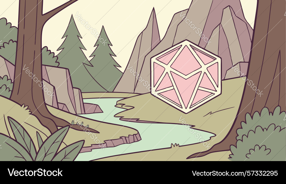 Crystal dice in forest fantasy game element Vector Image