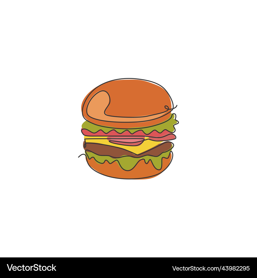 Einzelne durchgehende Linie Zeichnung Amerikanische Burger Einzelne durchgehende Linie Zeichnung Amerikanische Burger vektorbild