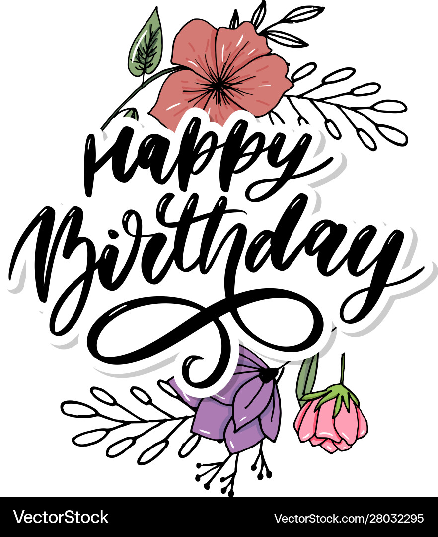 Elegant Birthday Calligraphy Vector Image