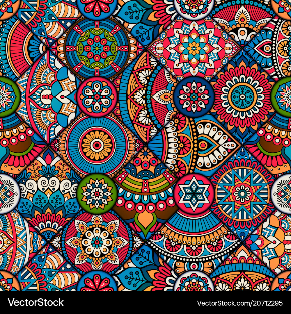 Ethnic floral seamless pattern Royalty Free Vector Image