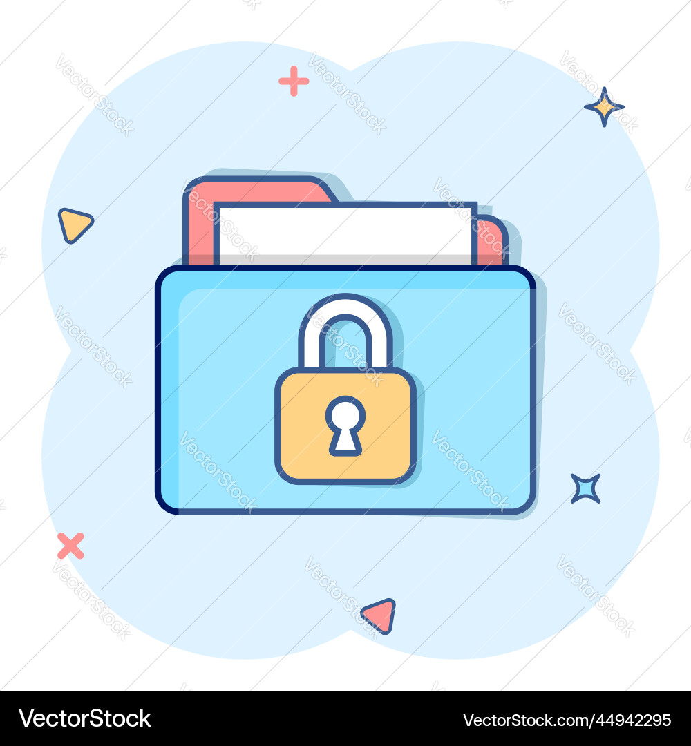 Files folder permission icon in comic style Files folder permission icon in comic style Vector Image