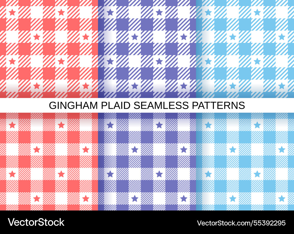 Gingham Check Pattern Set vector image