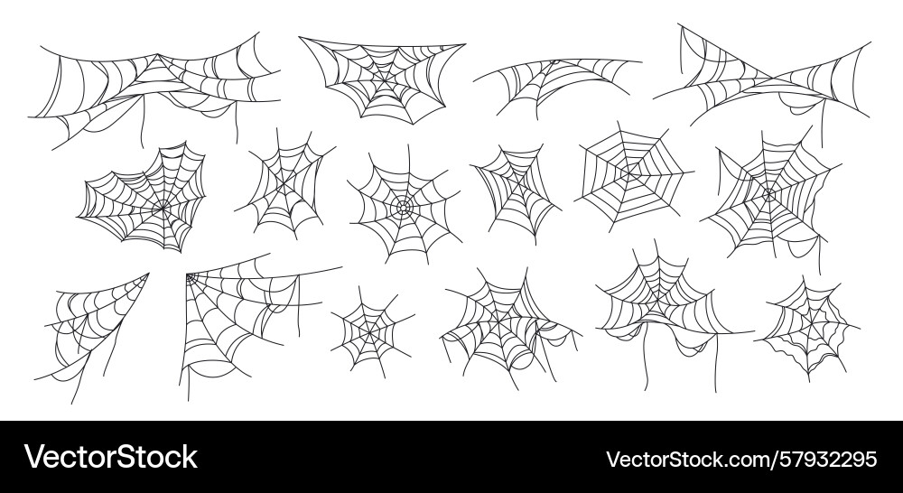 Halloween cobweb set isolated elements Vector Image