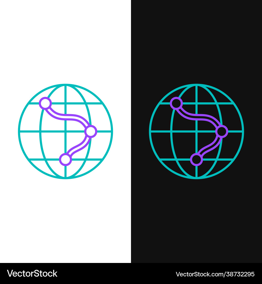 Line computer monitor and folded map with location Line computer monitor and folded map with location vector image