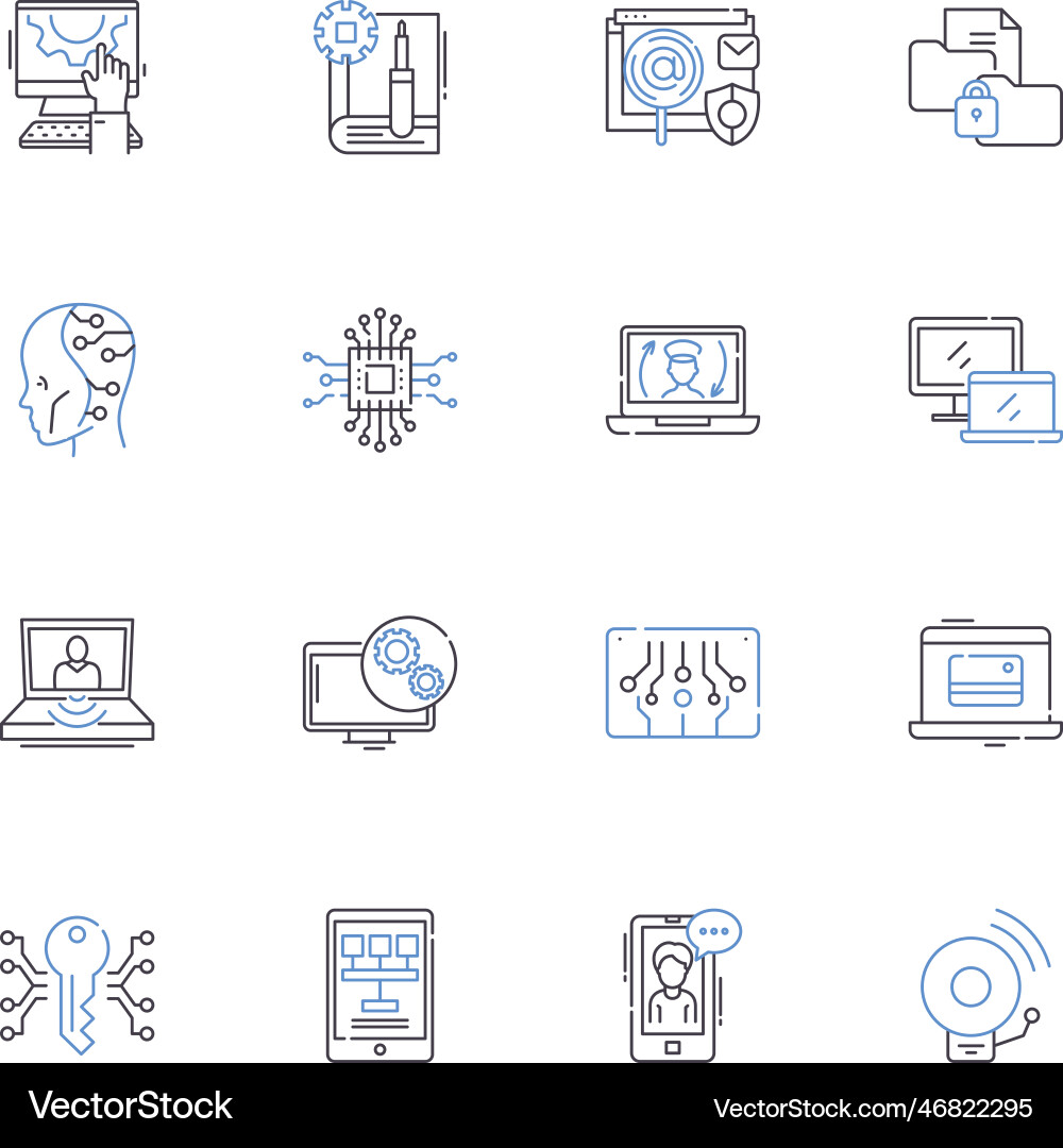 Machine-readable line icons collection barcode vector image