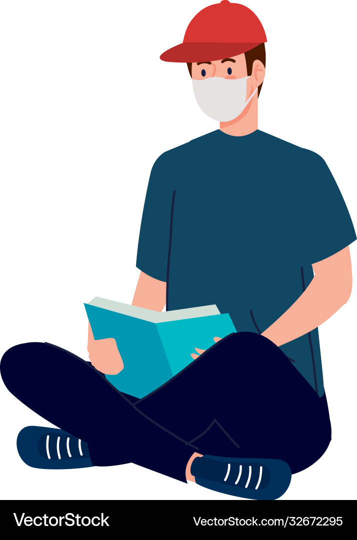 Man with mask reading a book design Vector Image