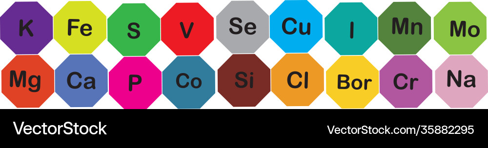 Minerals microelements and macro elements useful Minerals microelements and macro elements useful vector image