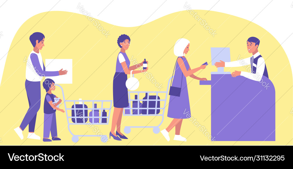 Queue at checkout Vector Image