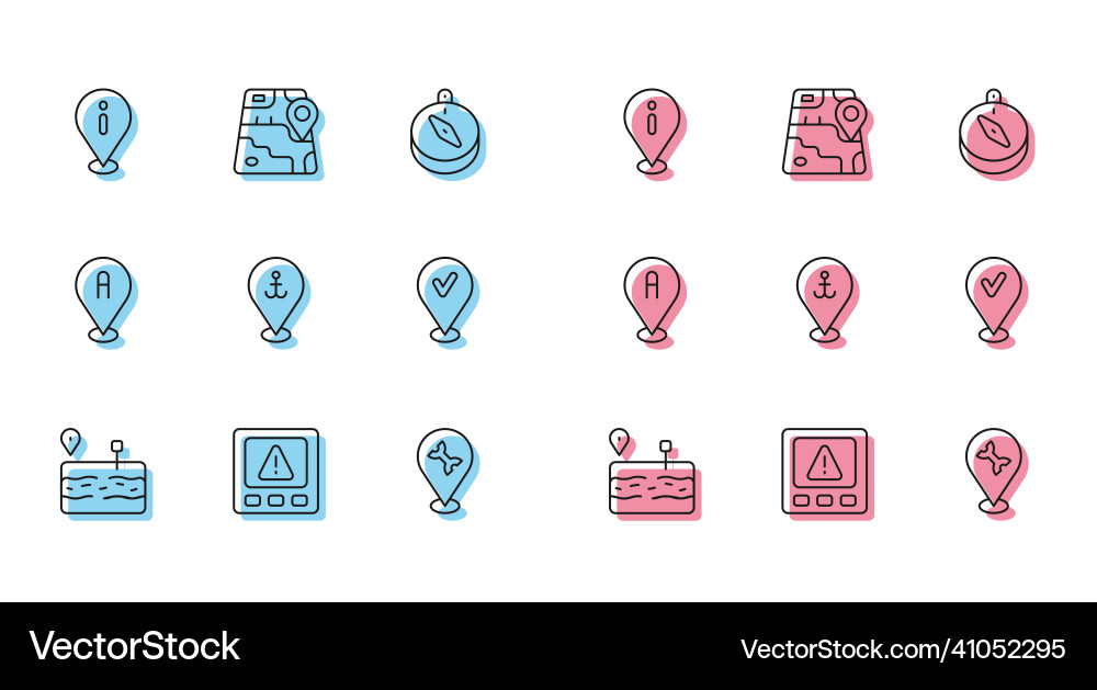 Set line broken road gps device error location Set line broken road gps device error location Vector Image