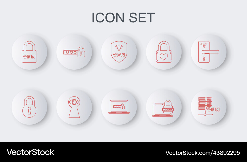 Set line server vpn lock shield with wireless Set line server vpn lock shield with wireless vector image