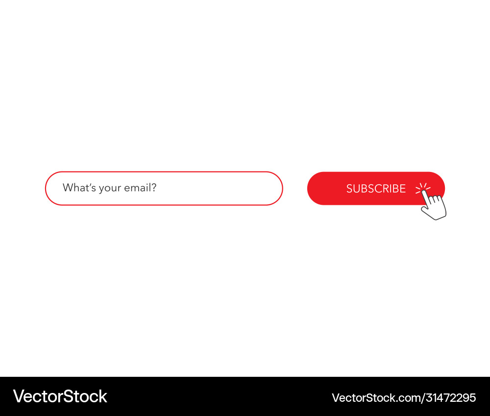 Subscribe form red button with email box vector image