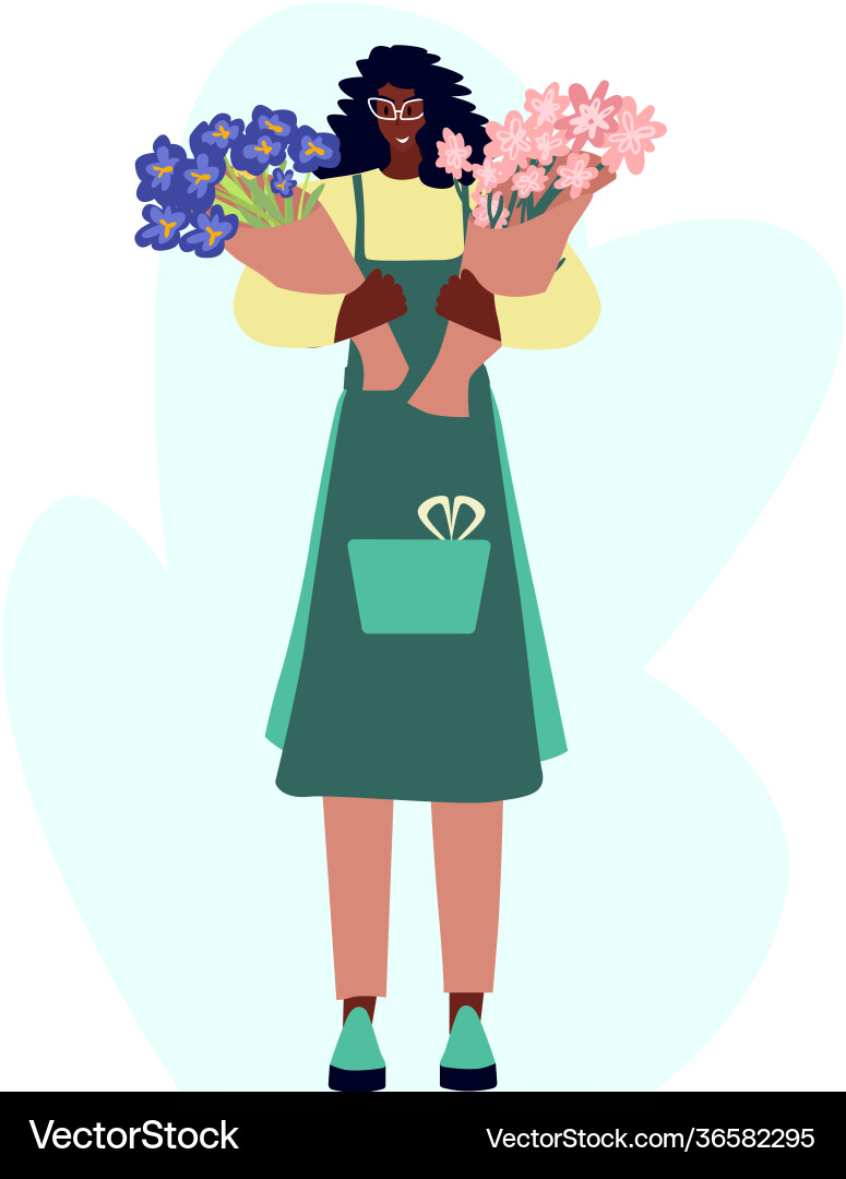 Woman compose bouquet forist shop or store Woman compose bouquet forist shop or store vector image