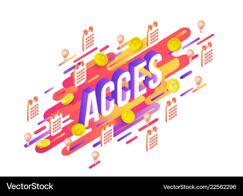 Access gradient isometric text design and business vector image