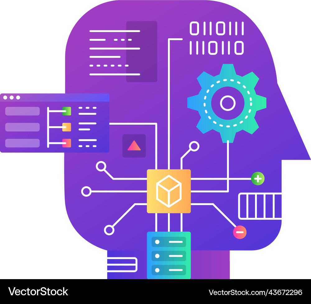AI Brain Algorithm Icon vektorbild